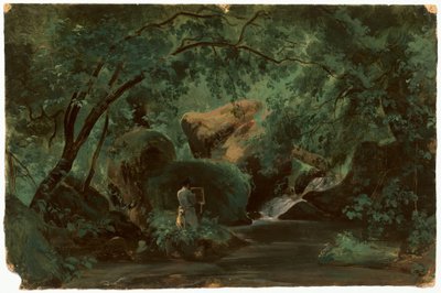 Lesní interiér s malířem, Civita Castellana, 18251830. od André Giroux