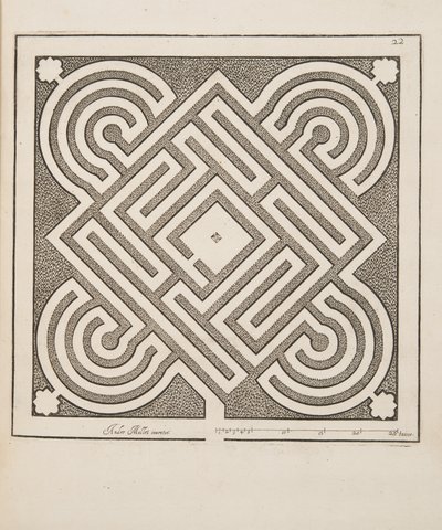 Design for Parterre, from Theater des Plans et Jardinages, pub. 1652 (rytina) od André Mollet