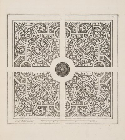 Design for Parterre, from Theater des Plans et Jardinages, pub. 1652 (rytina) od André Mollet
