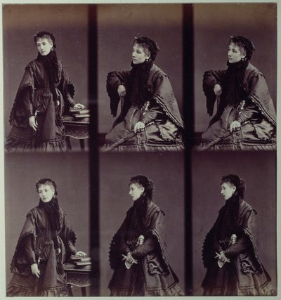 Portrét Sarah Bernhardtové (1844-1923) v městském kroji od Andre Adolphe Eugene Disderi