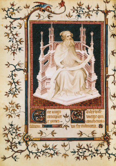 Prorok Izaiáš, miniatura ze žaltáře, od Andre Beauneveu pro vévodu z Berry, rukopis, Francie. od Andre Beauneveu