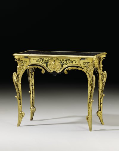 Louis XIV Bureau plat, cca 1700 (ormolu, želvovina, eben, mosaz a modře barvený roh) od Andre Charles (attr. to) Boulle