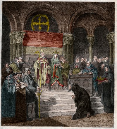 Císař Henri IV (1050-1106) u nohou papeže Řehoře VII. (1020-85) od Andre Cluysenaar