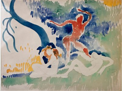 Tři tanečnice, 20. století (akvarel) od Andre Derain