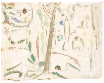 Bez názvu (studie k Odbočce), asi 1906 (grafit a akvarel na papíře) od Andre Derain