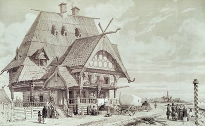 Hotely a penziony, ilustrace z „Malebné cesty do Ruska“, 1839 od Andre Durand
