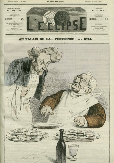 V paláci pokání, karikatura prezidenta republiky Adolphe Thierse (1797-1877). Obálka “”L