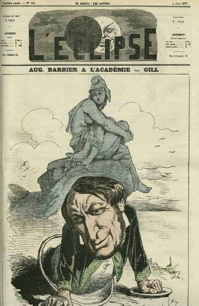Auguste Barbier (1805-1882), francouzský básník zvolený do Francouzské akademie v roce 1869. Obálka „“L