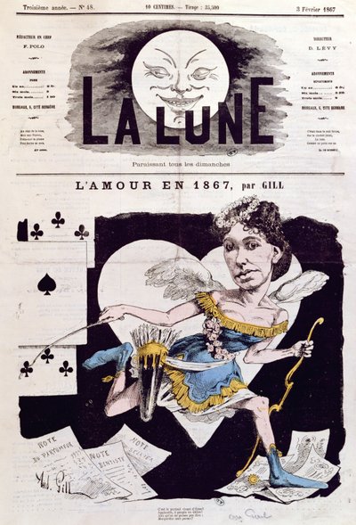 Karikatura Cory Pearl (1842-1886) z listu "La Lune", 3. února 1867 od Andre Gill