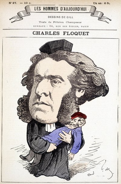 Kreslený film Charlese Floqueta (1828-1896), právníka a prezidenta Rady v letech 1888 až 1889. V souboji zranil generála Boulangera, proti jehož myšlenkám bojoval. Kresba Gill v „The Men of Today““. od Andre Gill