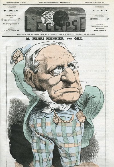 Kreslený film Henri Monnier (1799-1877), francouzský dramatik, karikaturista, herec. Obálka „“L