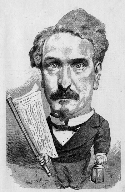 Kresba Andre Gilla představující Henriho Rocheforta (1831-1913), francouzského novináře a politika, v „The Illustrous World“ od Andre Gill