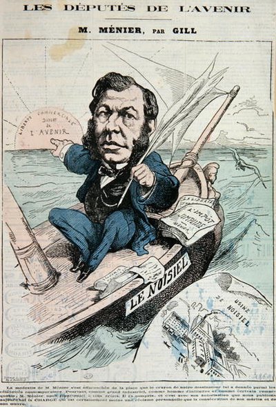 Emile-Justin Menier (1826-81) (barevné lito) od Andre Gill