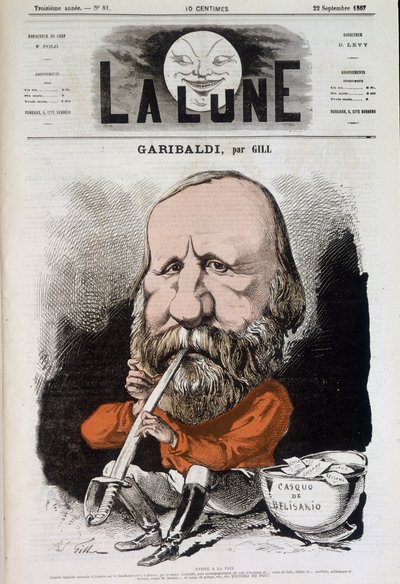 Giuseppe Garibaldi (1807-1882), hymna míru - od Gilla, v „The Moon““ z 22.9.1867 od Andre Gill