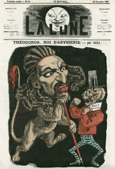 Ilustrace „“ Theodoros, král Habeše“““. Cartoon by Gill, v „La Lune“, 22. prosince 1867. od Andre Gill