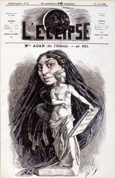 Mademoiselle Agar (z Odéonu) Herečka Francouzské akademie. Kresba Gill in the Eclipse od Andre Gill