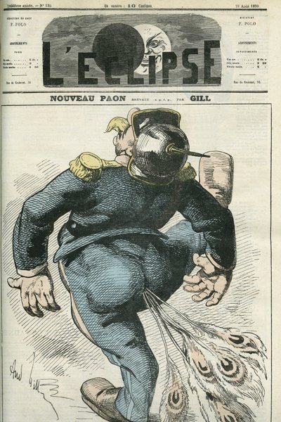 Nový páv, karikatura od Williama I. (1797-1888), vítěze francouzsko-pruské války. Obálka “”L
