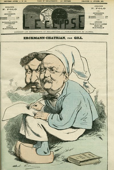 Portrét Alexandra Chatriana (1826-1890) a Emila Erckmanna (1822-1899), známého jako Erckmann-Chatrian, duo francouzských romanopisců. Obálka “”L