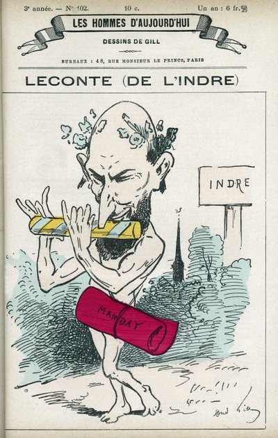 Portrét Alfreda Leconteho (1824-1898), francouzského lékárníka, básníka, skladatele a politika, v letech 1876 až 1898 byl zástupcem Indre. Cartoon by Gill, Paris. od Andre Gill