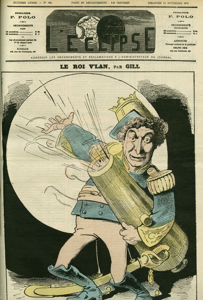 Portrét Christiana (1821-1889), francouzského zpěváka, v roli krále Vlana ve hře Jacquese Offenbacha „Le voyage dans la lune“. Obálka “”L