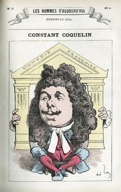 Portrét Constanta Coquelina (1841-1909), francouzského divadelního herce. Karikatura Gill, Paříž. od Andre Gill