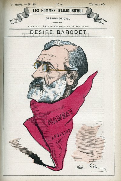 Portrét Desire Barodet (1823-1906), francouzský učitel a politik, v letech 1896 až 1900 byl senátorem za Seinu. Cartoon by Gill, Paris. od Andre Gill