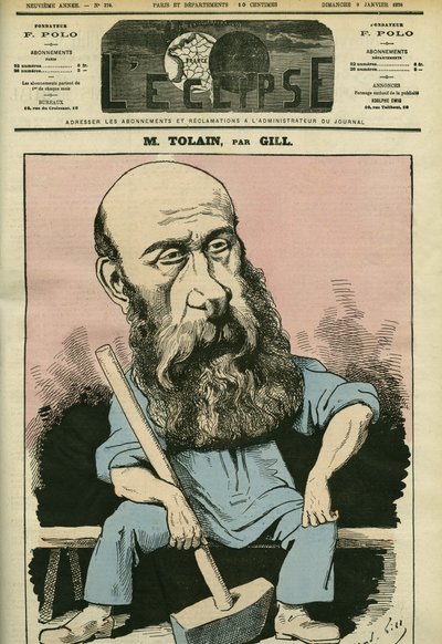 Portrét Henri Louis Tolain (1828-1897), francouzský rytec a politik. Obálka v “”L