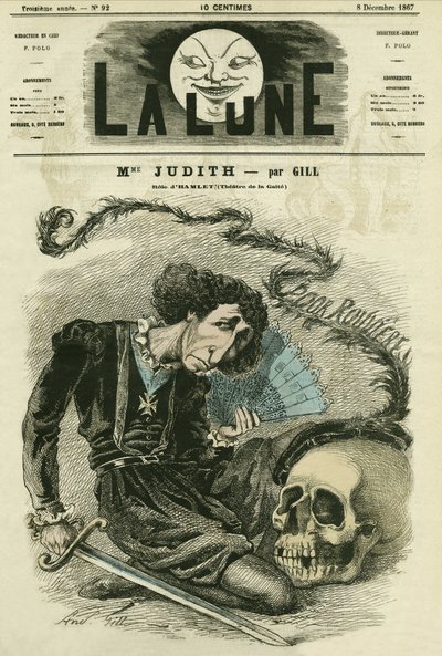 Portrét Madame Judith (1827-?), francouzské herečky. Cartoon by Gill, v „La Lune“, 8. prosince od Andre Gill