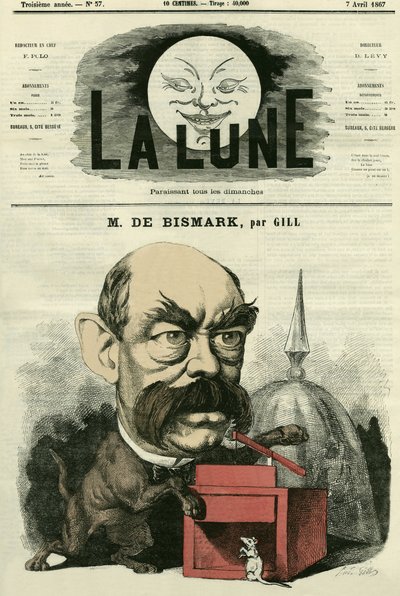 Portrét Otto von Bismarcka (1815-1898), německého kancléře. Cartoon by Gill, v "The Moon", 7. dubna od Andre Gill
