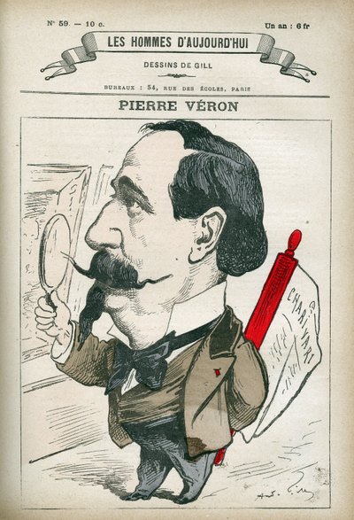 Portrét Pierra Verona (1831-1900), francouzského spisovatele a básníka. Karikatura Gill, Paříž. od Andre Gill