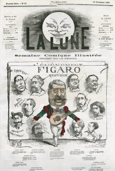 Portrét novinářů „Figaro Quotidien““. Cartoon od Gill, v "The Moon", 18. listopadu od Andre Gill