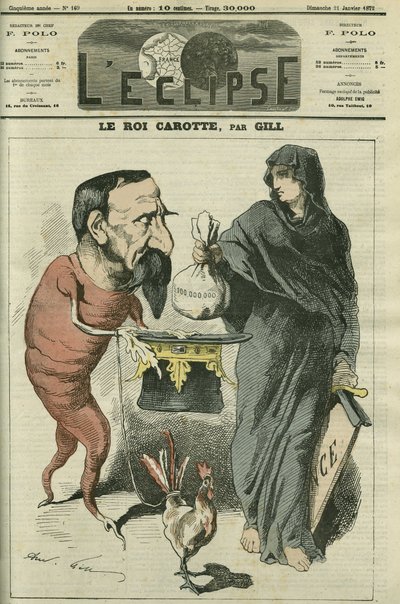 Mrkvový král, Napoleon III. (1808-1873), prezident republiky a francouzský císař až do porážky Sedanu v roce 1870. Obálka „“L