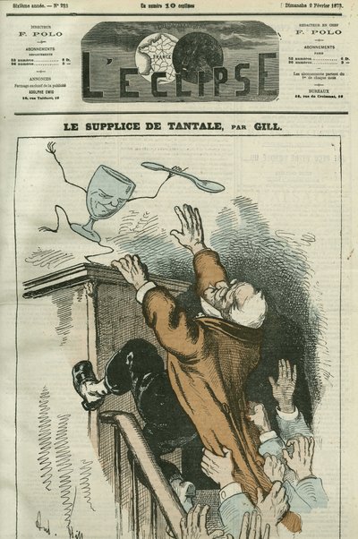 The Torment of Tantalus, karikatura Adolphe Thiers (1798-1874), francouzský státník. Obálka “”L