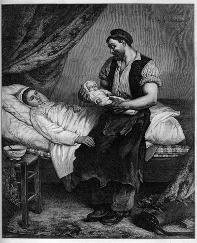 Ten nový (novorozenec). Rytina podle obrazu Andre Gilla (1840-1885) v „The Illustrous World““ č. 1283 z 29. října od Andre Gill