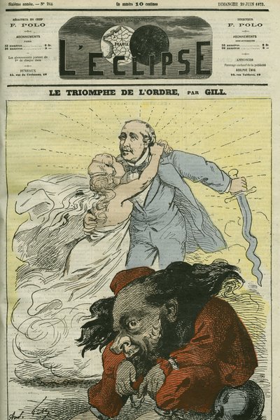 Triumf řádu, karikatura Gilla, vyjmenovaná řádem založeným vévodou z Broglie (1821-1901). Obálka “”L