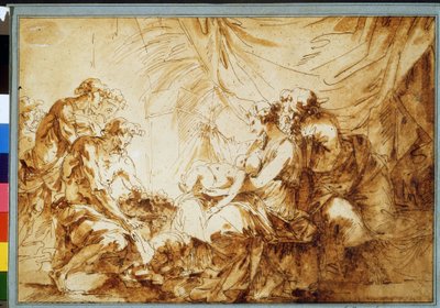 ""Klanění Ježíška" (Klanění Ježíška) Kresba perem Andre Jean Le Brun (Lebrun) (1737-1811) Puškinovo muzeum, Moskva od Andre Jean Lebrun