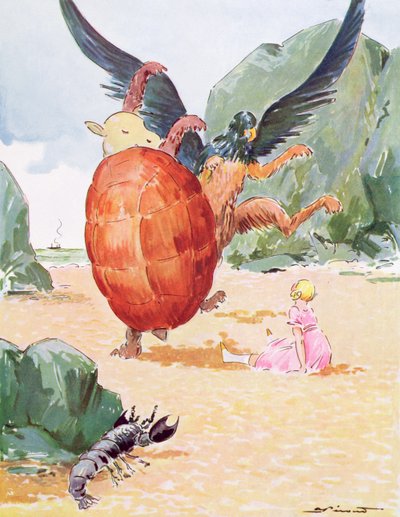 Alice, the Gryphon a Mock Turtle, ilustrace z 