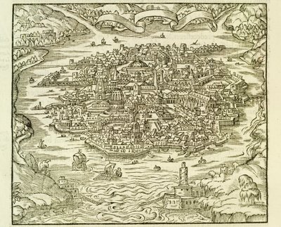 Město Quinsai (nyní Tianjin), rytina z La Cosmographie Universelle (Universal Cosmography) od Andre Thevet od Andre Thevet