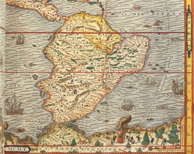 Mapa Jižní Ameriky z Cosmographie od Andreho Theveta od Andre Thevet