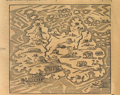 Mapa Trinity Island na Antilách, z Universal kosmografie od Andre Thevet od Andre Thevet