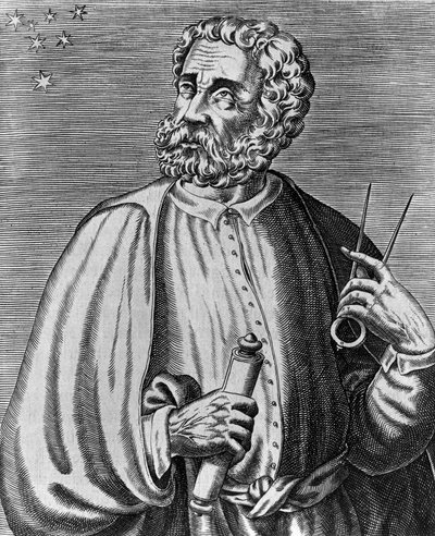 Portrét Ferdinanda Magellana (1480-1521), portugalského mořeplavce, rytina Andre Thevet (1504-1592) z Pravých portrétů a životů slavných mužů od Andre Thevet