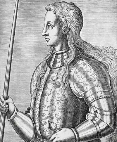 Portrét Johanky z Arku (1412-1431), francouzské světice a vojevůdkyně, rytina Andre Thevet (1502-1590) od Andre Thevet