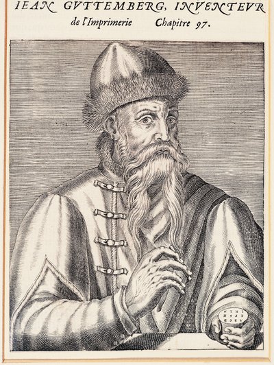 Portrét Johanna Gutenberga (Mainz, asi 1394-1399-Mainz od Andre Thevet