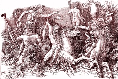 Bitva mořských bohů po Andrei MANTEGNA (1431-1506). od Andrea (after) Mantegna