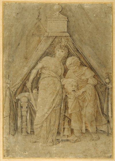 Judith s hlavou Holoferna, po Mantegnovi (pero a hnědý inkoust s hnědým praním) od Andrea (follower of) Mantegna