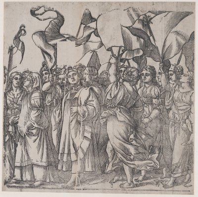 Sekce C: mučednice a svaté držící prapory, z Triumph of Christ, 1836. od Andrea Andreani