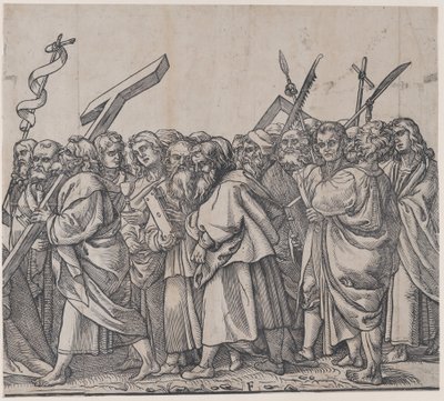 Část F: Svatí držící kříže, knihy a zbraně, z Triumph of Christ, 1836. od Andrea Andreani