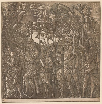 Triumf Julia Caesara: Vojáci nesoucí prapory a standarty, 1593-99. od Andrea Andreani