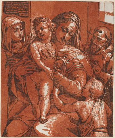 Madona s dítětem v doprovodu svatých od Andrea Andreani after Jacopo Ligozzi