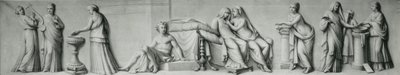 Grisaille panel zobrazující scény založené na svatbě Aldobrandini od Andrea Casali